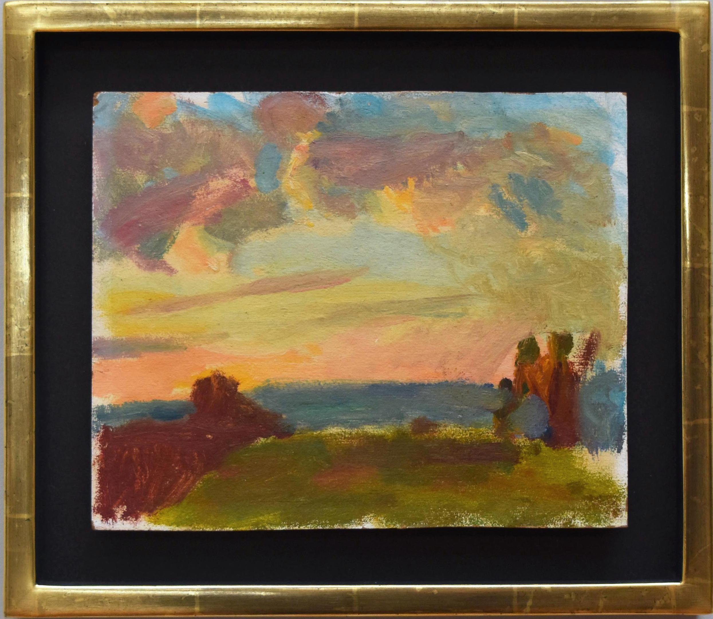 Sunset from Camlet Way, Hadley Common - Painting by Sargy Mann