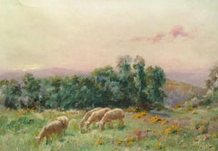 Sarkis Diranian, Sheep on Pasture, Classic Armenian artis painting on canvas.