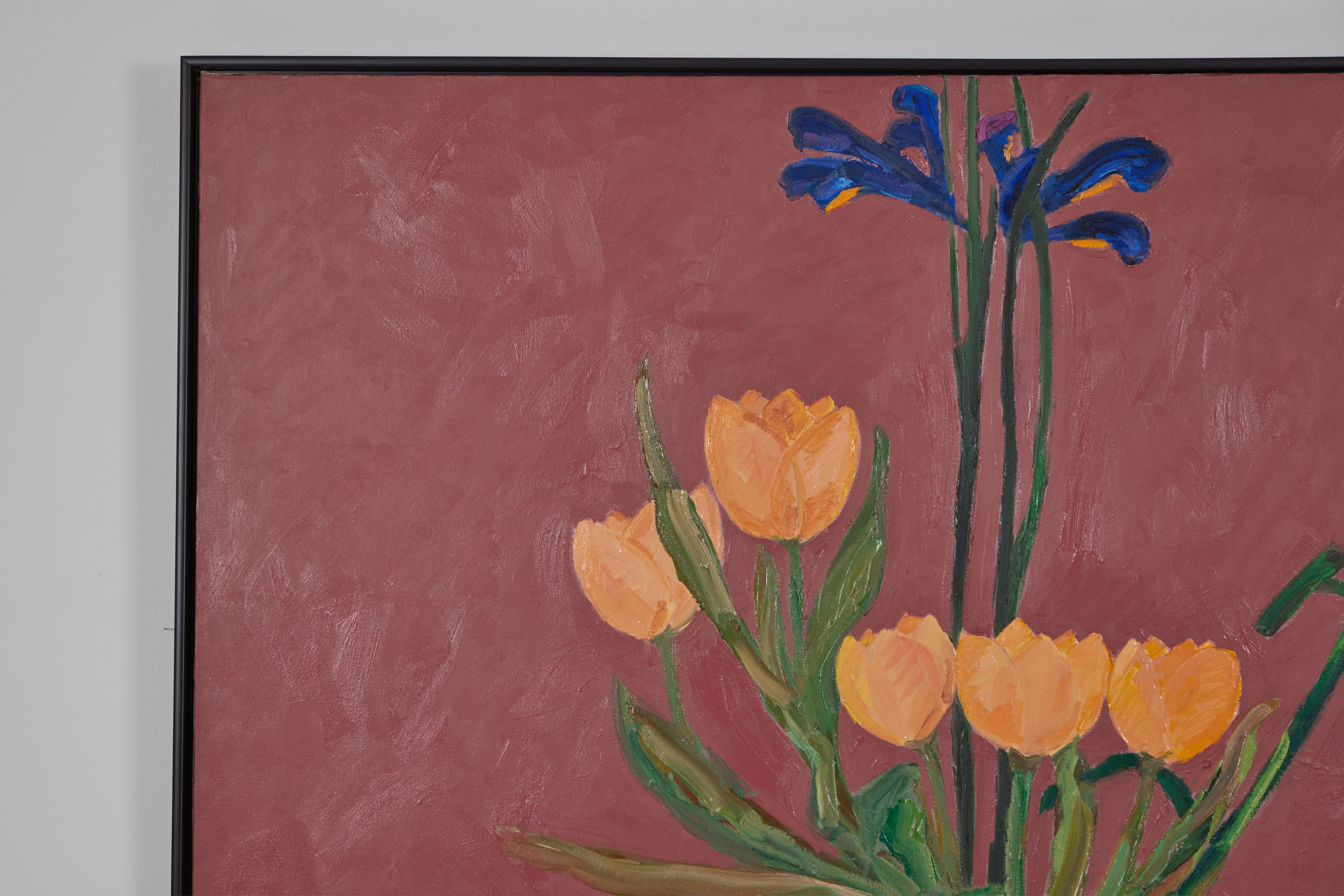 Nature morte florale surdimensionnée, huile sur toile, Sarkis Sarkisian 1909-1977 en vente 3