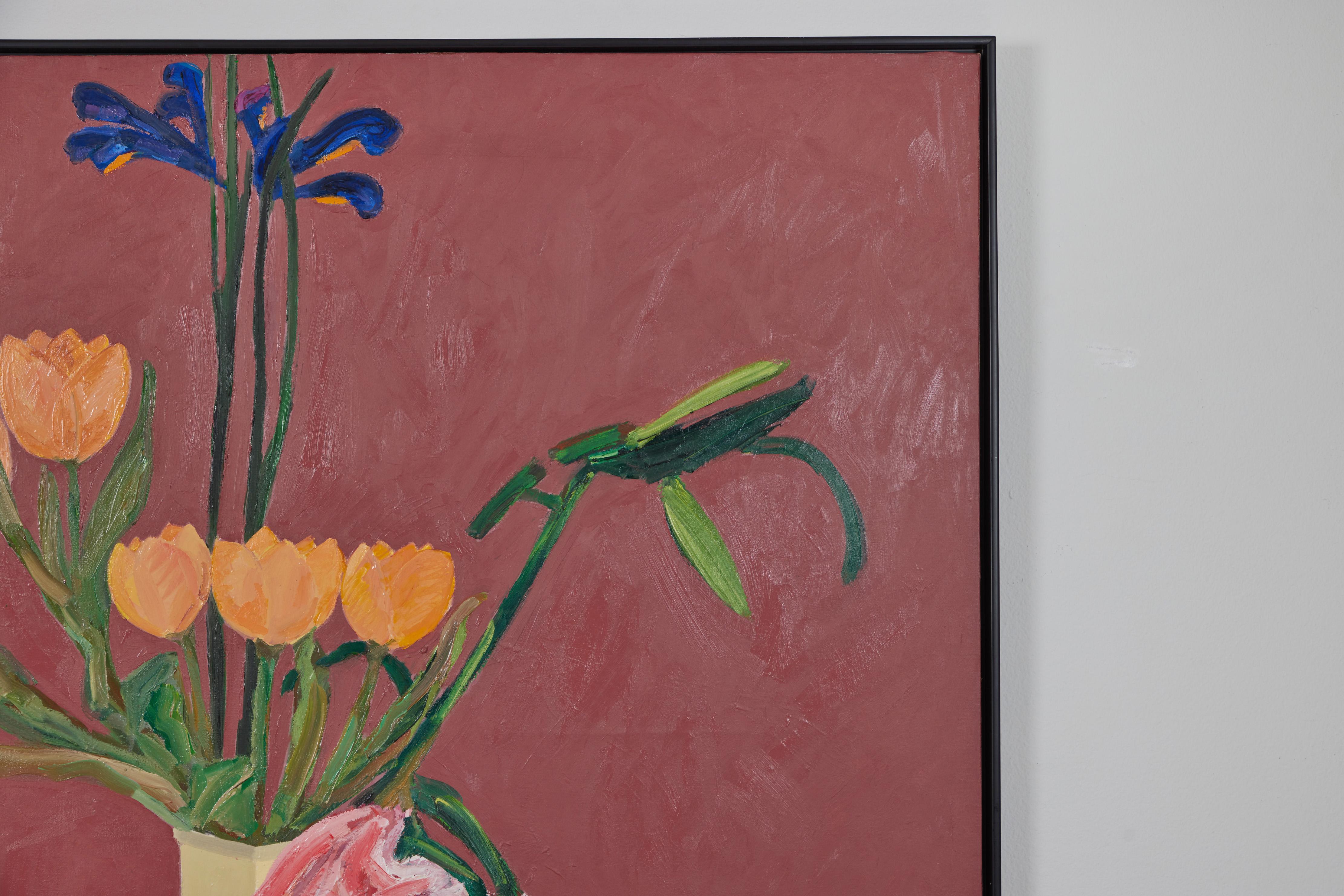 Nature morte florale surdimensionnée, huile sur toile, Sarkis Sarkisian 1909-1977 en vente 4