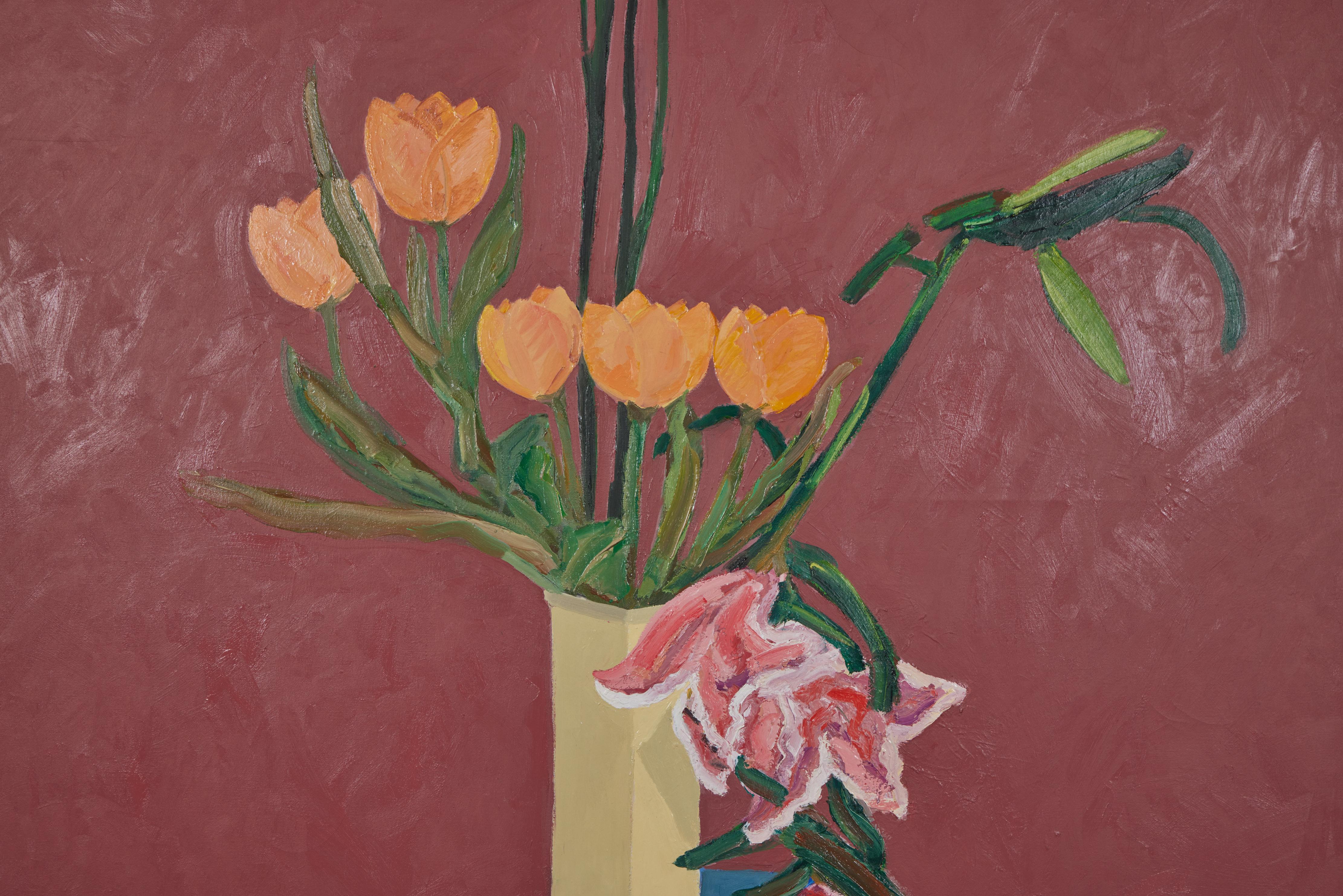 Nature morte florale surdimensionnée, huile sur toile, Sarkis Sarkisian 1909-1977 en vente 5