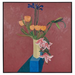 Nature morte florale surdimensionnée, huile sur toile, Sarkis Sarkisian 1909-1977