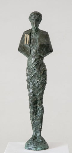 "Lady in Coat" Bronze Sculpture 19" x 5" x 2" inch by Sarkis Tossonian