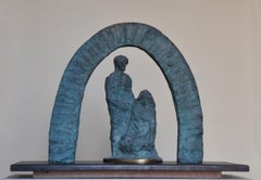 "Die Heilige Familie I" Bronze-Skulptur 14" x 15" x 5" Zoll von Sarkis Tossonian