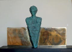 "Torso & Mirror" Bronze Sculpture 13" x 19" x 5.5" inch by Sarkis Tossonian		