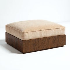 KAVA Collection II – Walnut Burl base with Dedar Upholstery – Modular Pouf