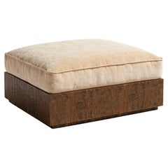 Sarkooh I Pouf – Handcrafted Walnut Base Upholstered in Dedar Fabric (W 95 cm)