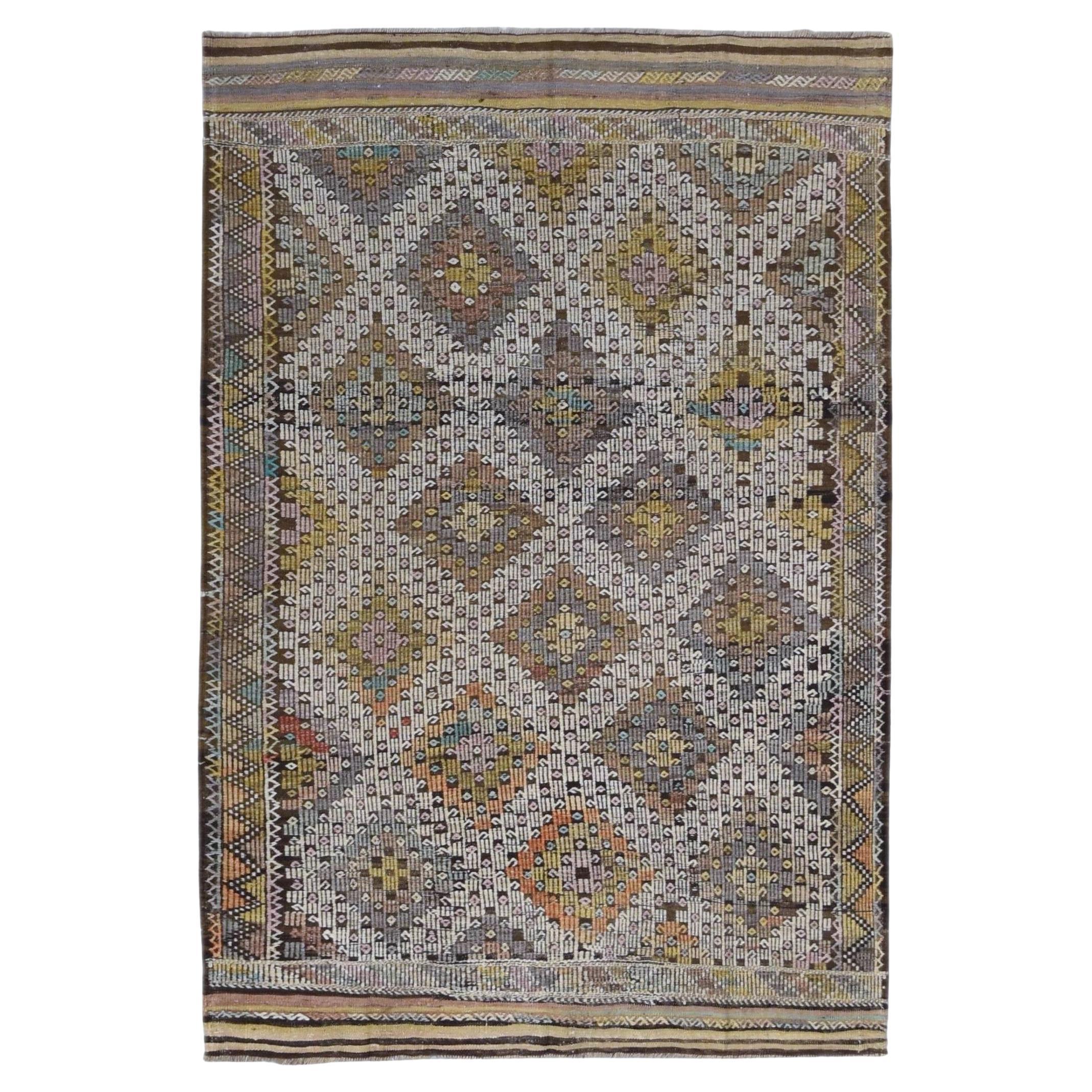 Şarköy Erdfarbener Woll-Kilim 5'4''x7'10'' im Angebot