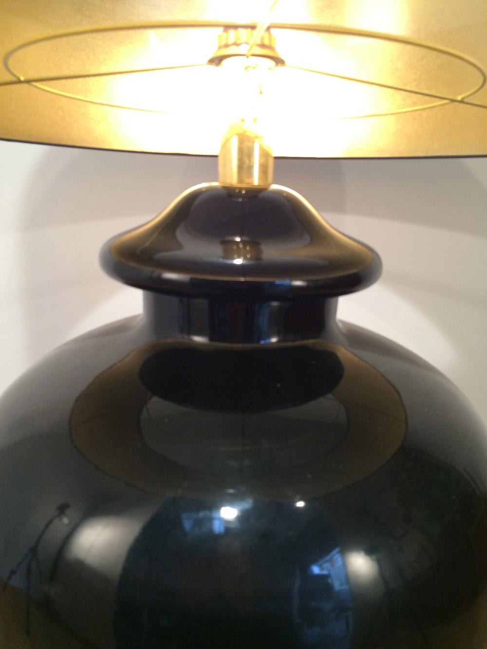 Mid-20th Century Saronno Italy, Important Black Enameled Ceramic Lamp, Signed, circa 1960 For Sale