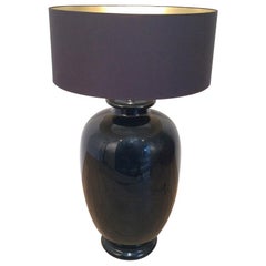 Saronno Italy, Important Black Enameled Ceramic Lamp, Signed, circa 1960 Saronno Italy, Important Black Enameled Ceramic Lamp, Signed, circa 1960