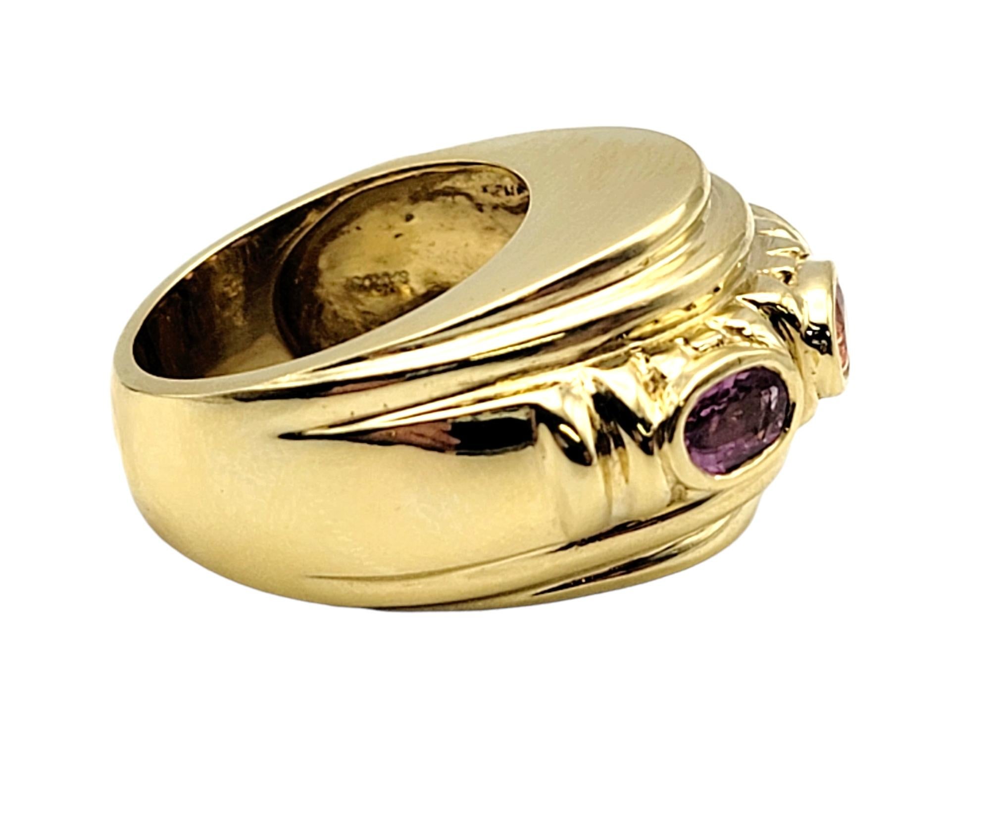 Sarosi Kuppelring aus 18 Karat Gold mit Spessartit-Granat und rosa Saphir im Zustand „Gut“ in Scottsdale, AZ