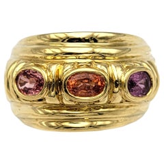 Sarosi Spessartite Garnet and Natural Pink Sapphire Dome Ring in 18 Karat Gold