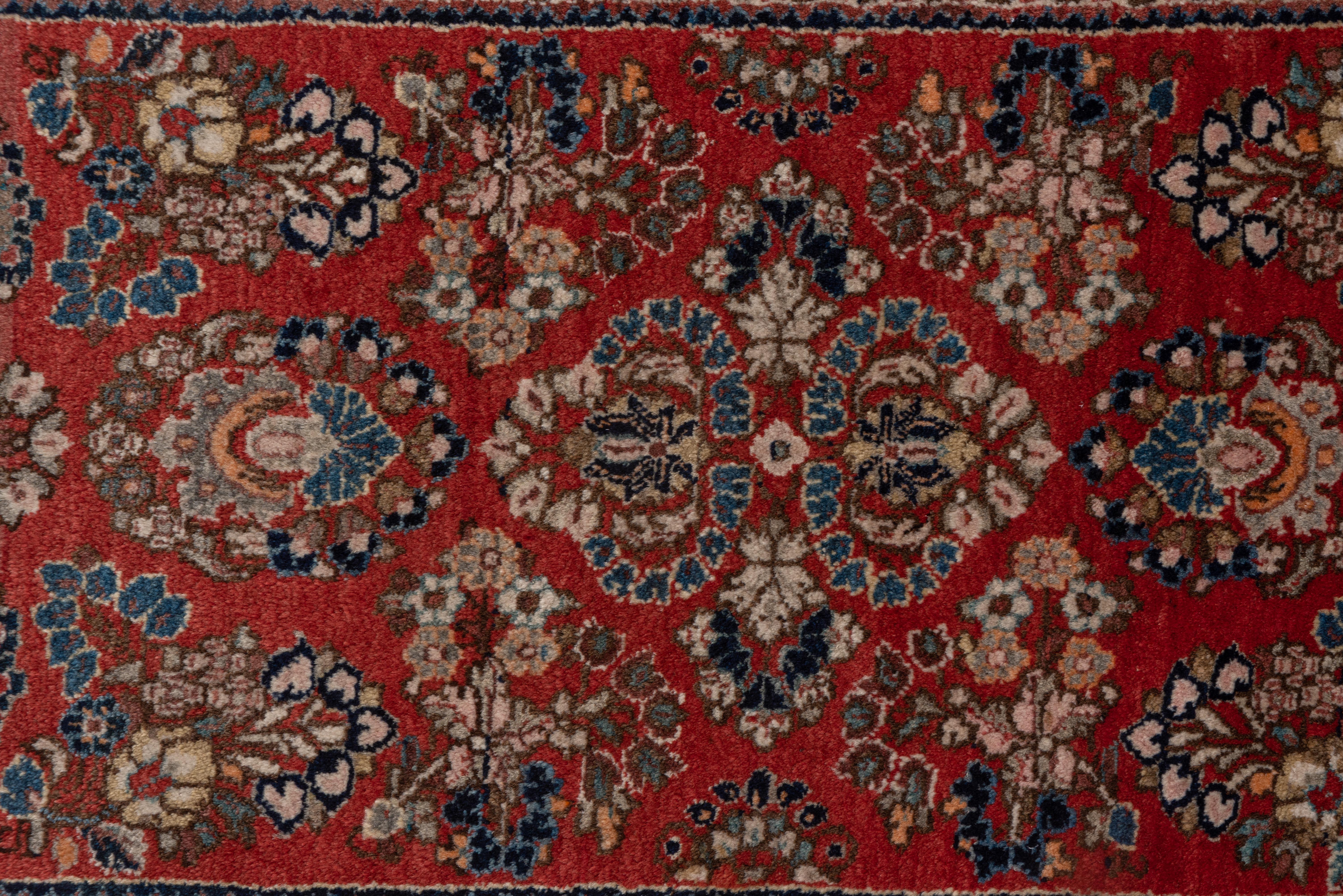 Wool Sarouk Rug in Formal, Traditional Persian Style - Bright Red with Florets For Sale