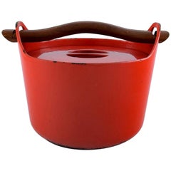 Sarpaneva for Rosenlew, Finland, Cast Iron Casserole in Red Enamel