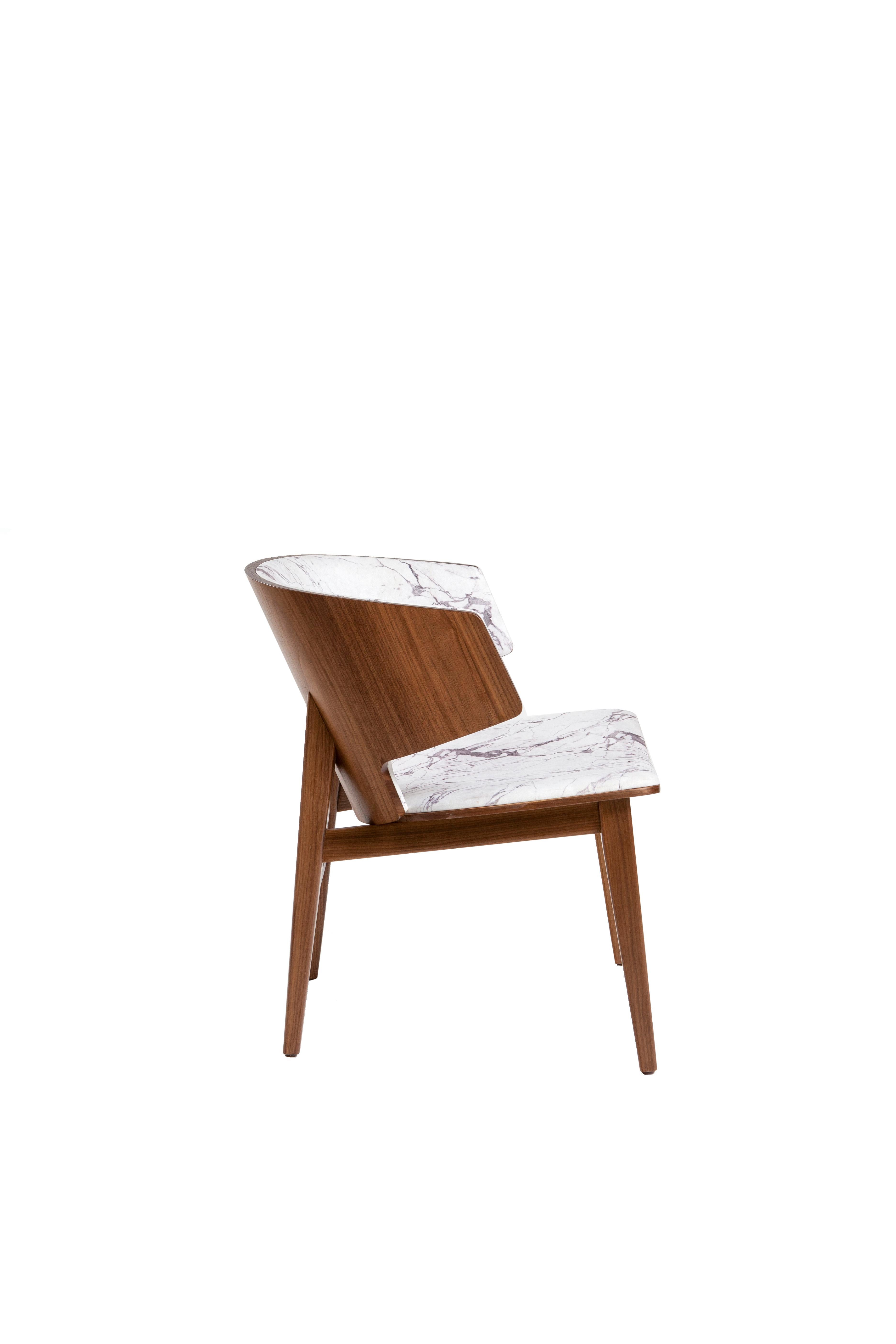 Placage Sarr, chaise en bois moderne du milieu du siècle, chaise de salle à manger, chaise de bureau en vente