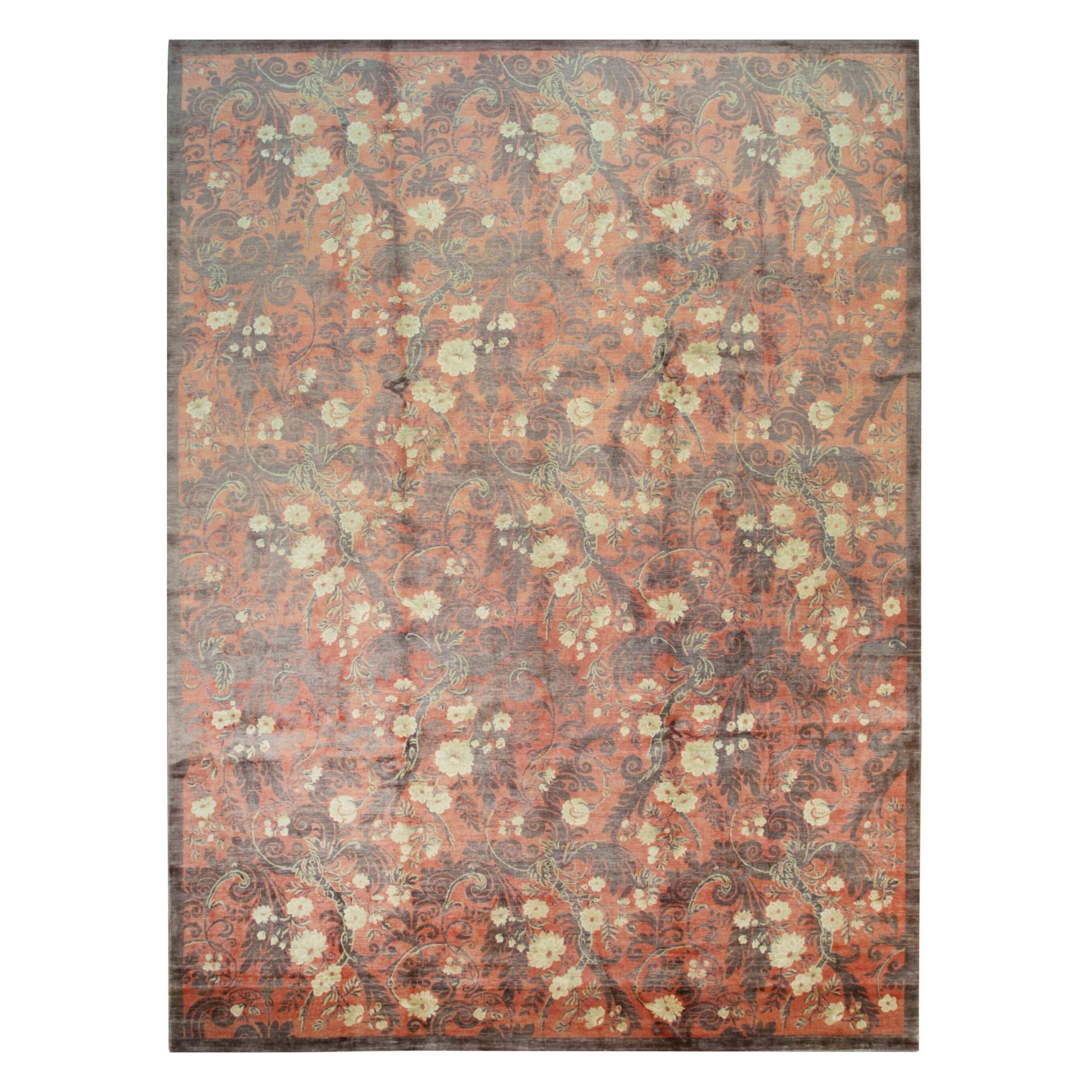 Sarrah Violet Red Hand-Knotted Afghan Wool Rug Carpet, Allover Design