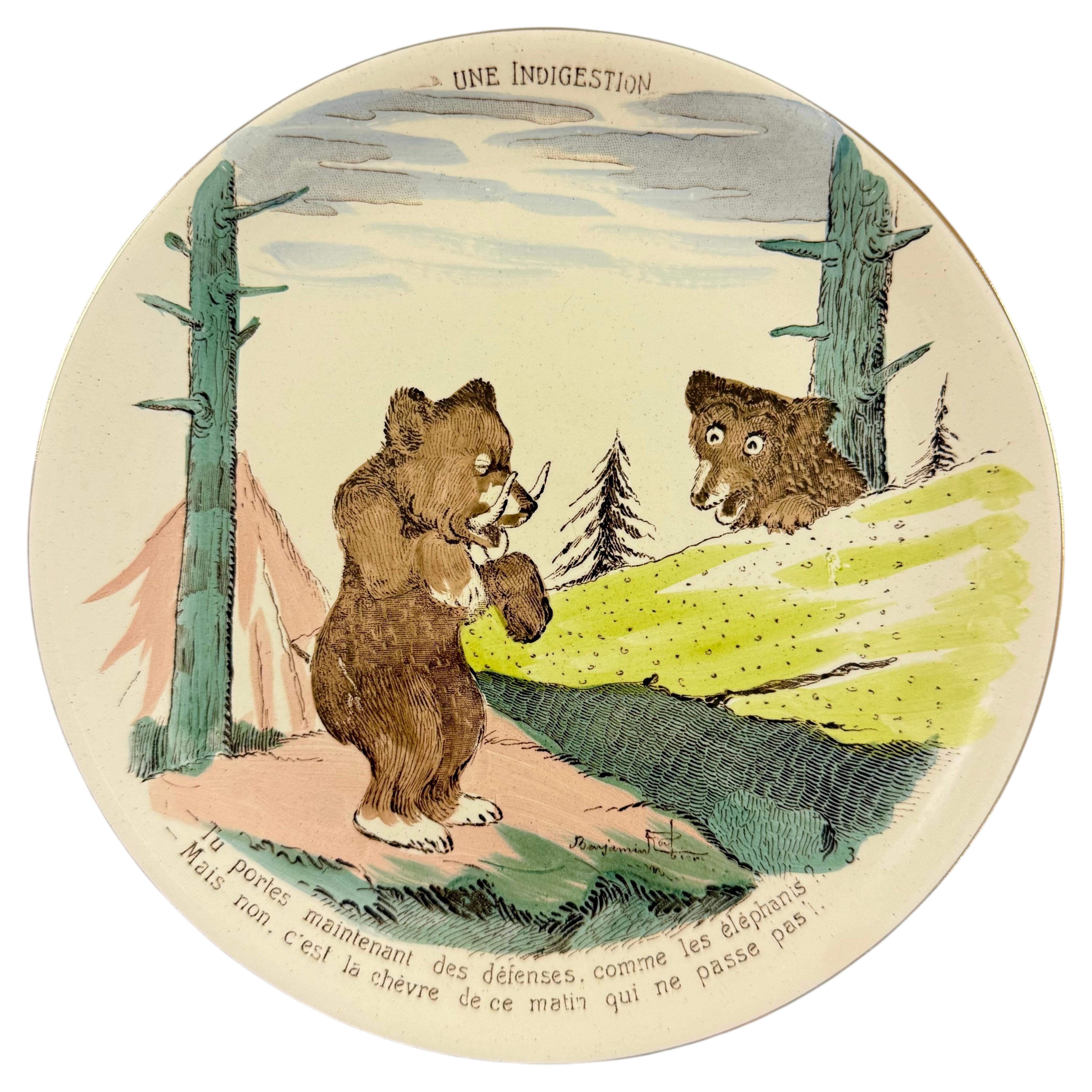 Sarreguemines Benjamin Rabier Childs Plate, Un Indigestion