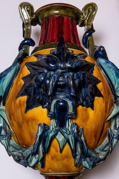 Sarreguemines Ceramic Vase, Art Nouveau Period, France, circa 1890