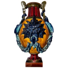 Sarreguemines Ceramic Vase, Art Nouveau Period, France, circa 1890