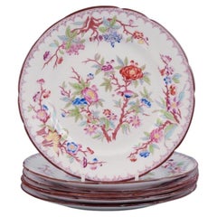 Sarreguemines, France, Set of Six Porcelain Plates, Approx., 1870s