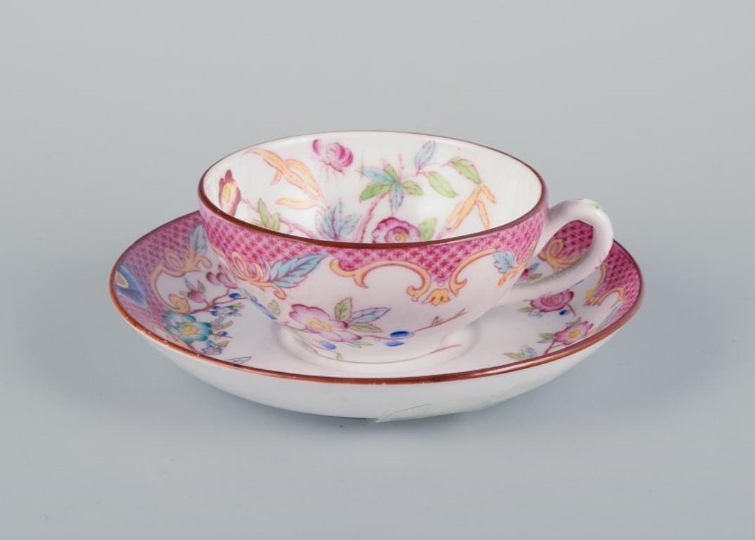 Late 19th Century Sarreguemines, France, Two Pairs of Coffee Cups and a Tea Cup in Porcelain For Sale