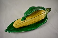 Sarreguemines French Faïence Majolica Barbotine Corn on the Cob Lidded Tureen