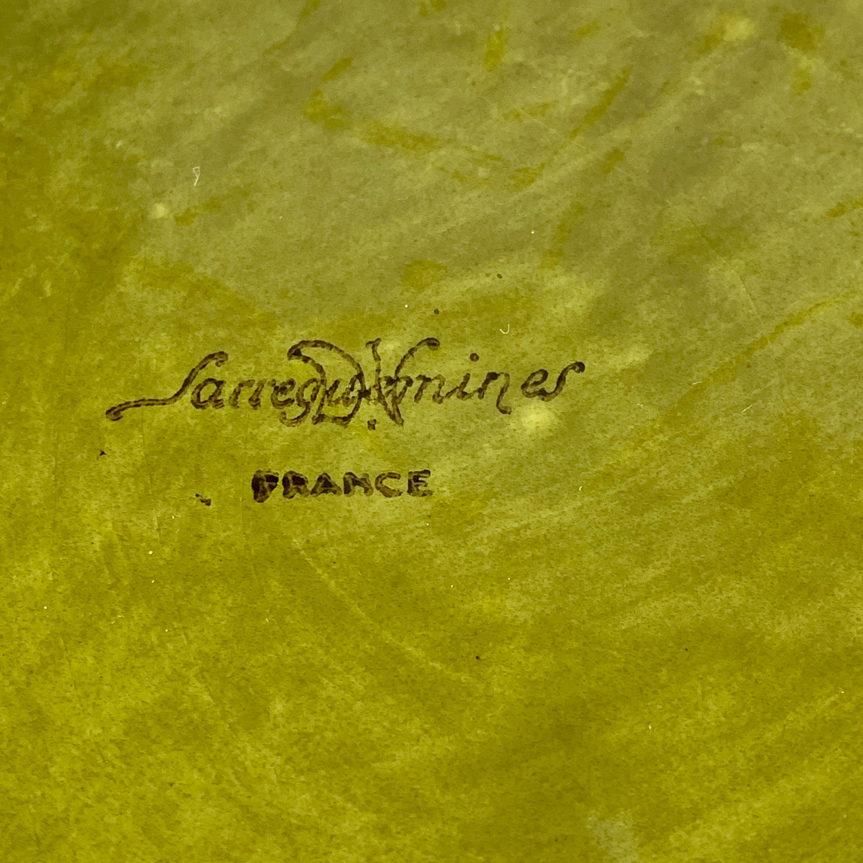 Lot de six assiettes ou sous-assiettes Sarreguemines French Faïence Olive - Vert Poisson 2