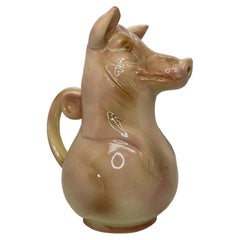 Sarreguemines French Majolica Pink Pig Pitcher, Used France