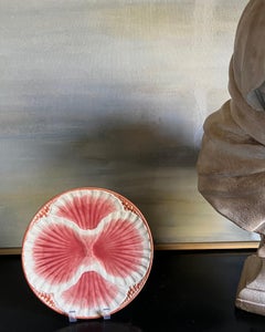 Sarreguemines French Majolica Pink Shell Motif Plate, C. 1920's