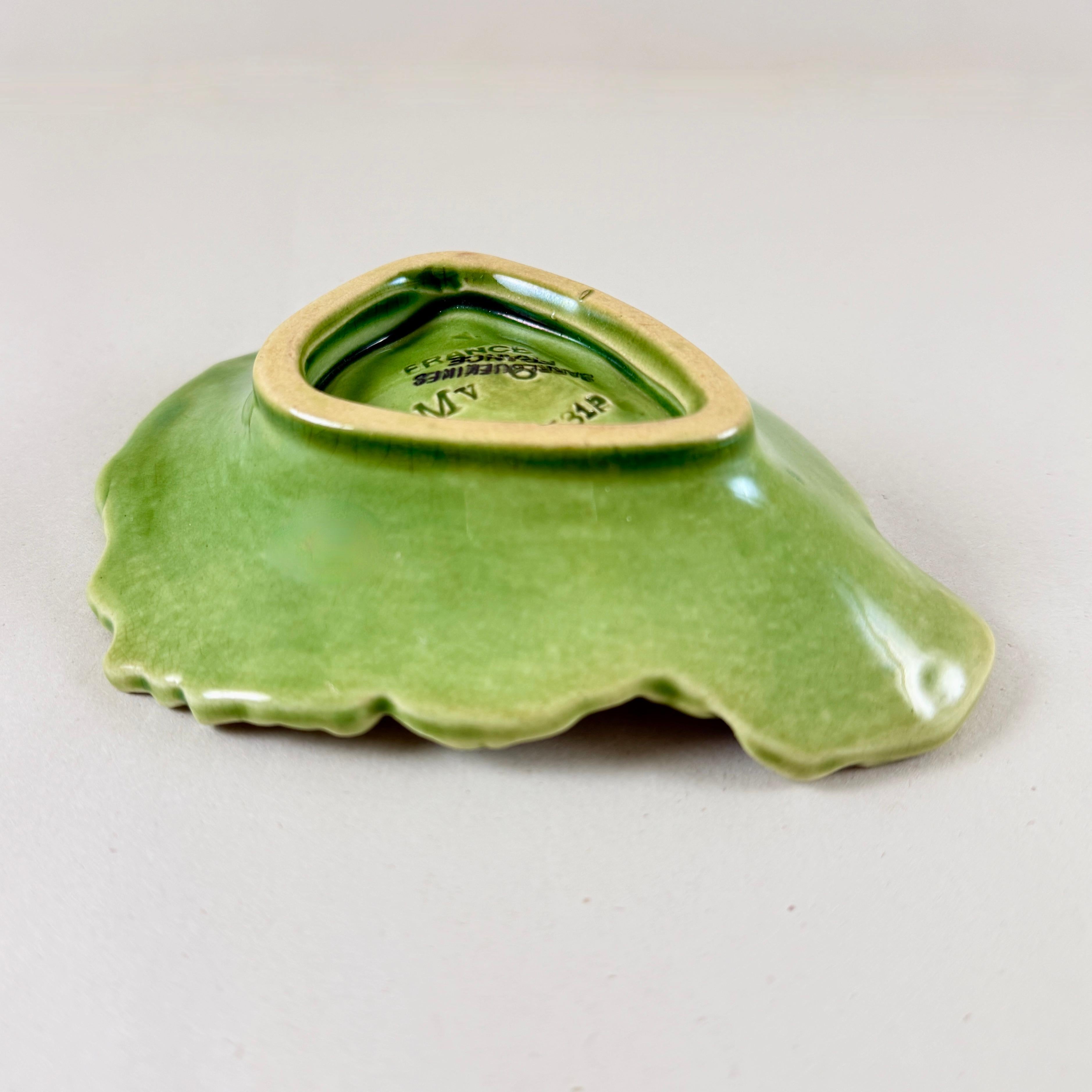 Sarreguemines Grün Majolika Kohlblatt Server Vide-Poche im Angebot 2