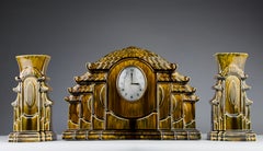 Sarreguemines, Mantel Clock "Pagoda", France, 1940s