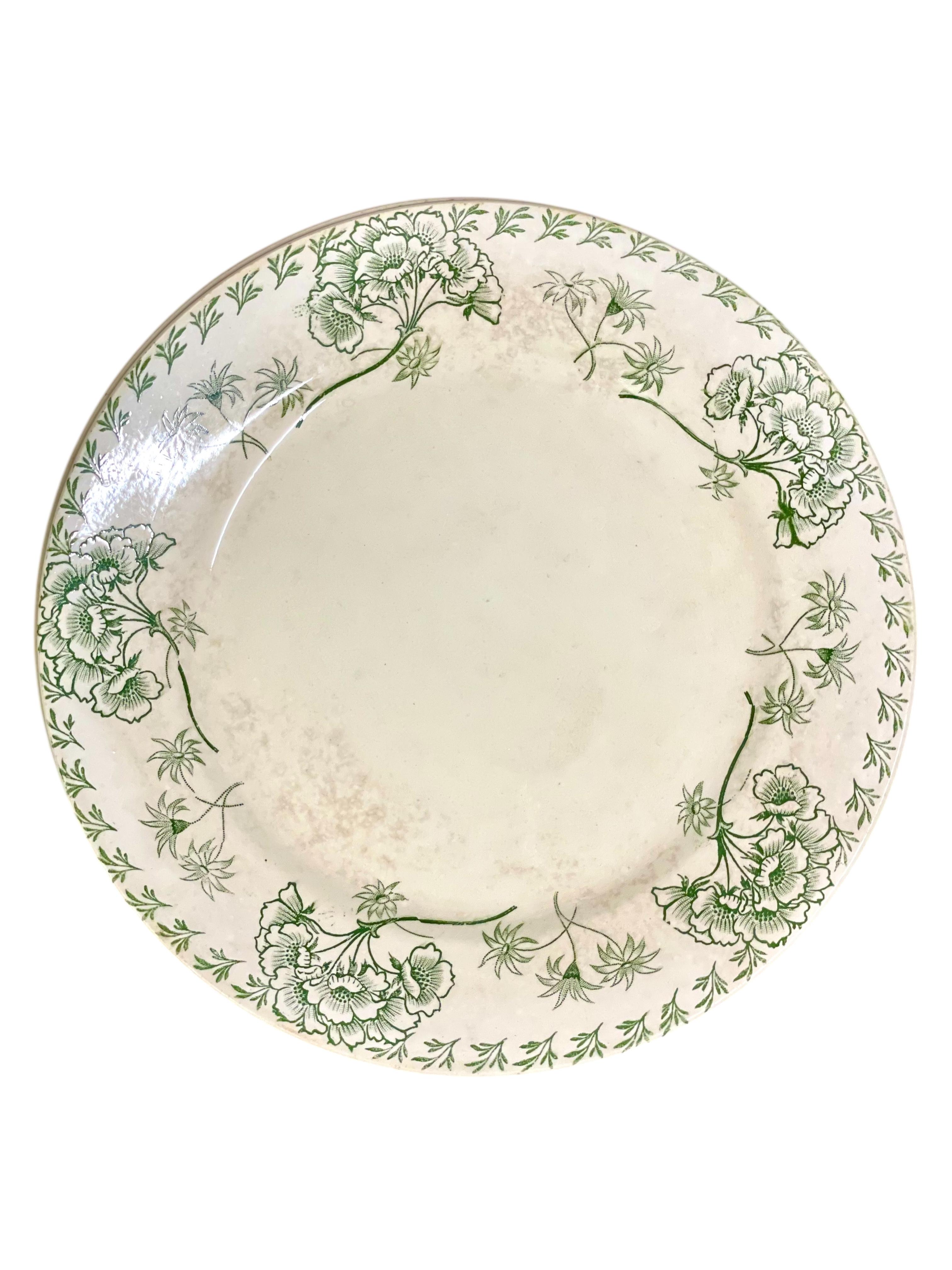 Vajilla Antigua Francesa Palmyre Verde Floral Sarreguemines - 26 piezas en Bueno estado para la venta en LA CIOTAT, FR