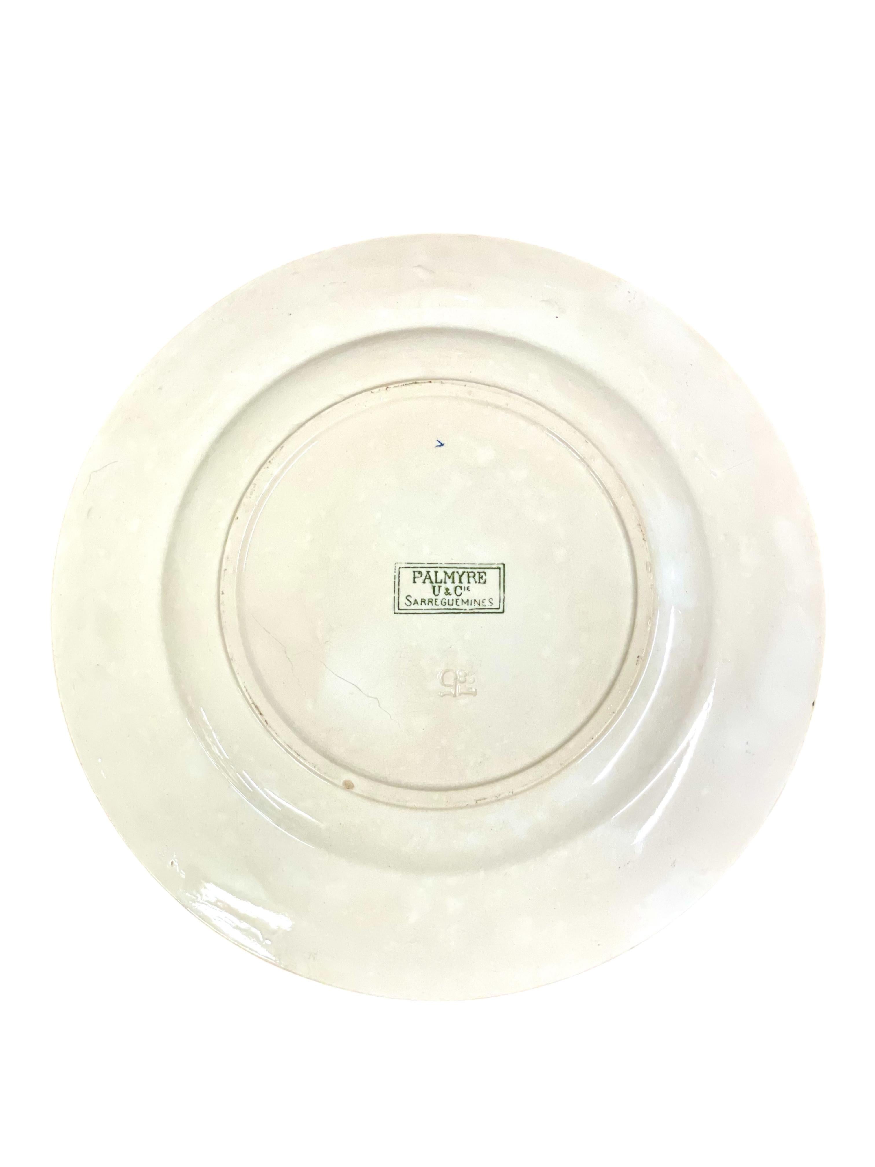 Vajilla Antigua Francesa Palmyre Verde Floral Sarreguemines - 26 piezas siglo XIX en venta