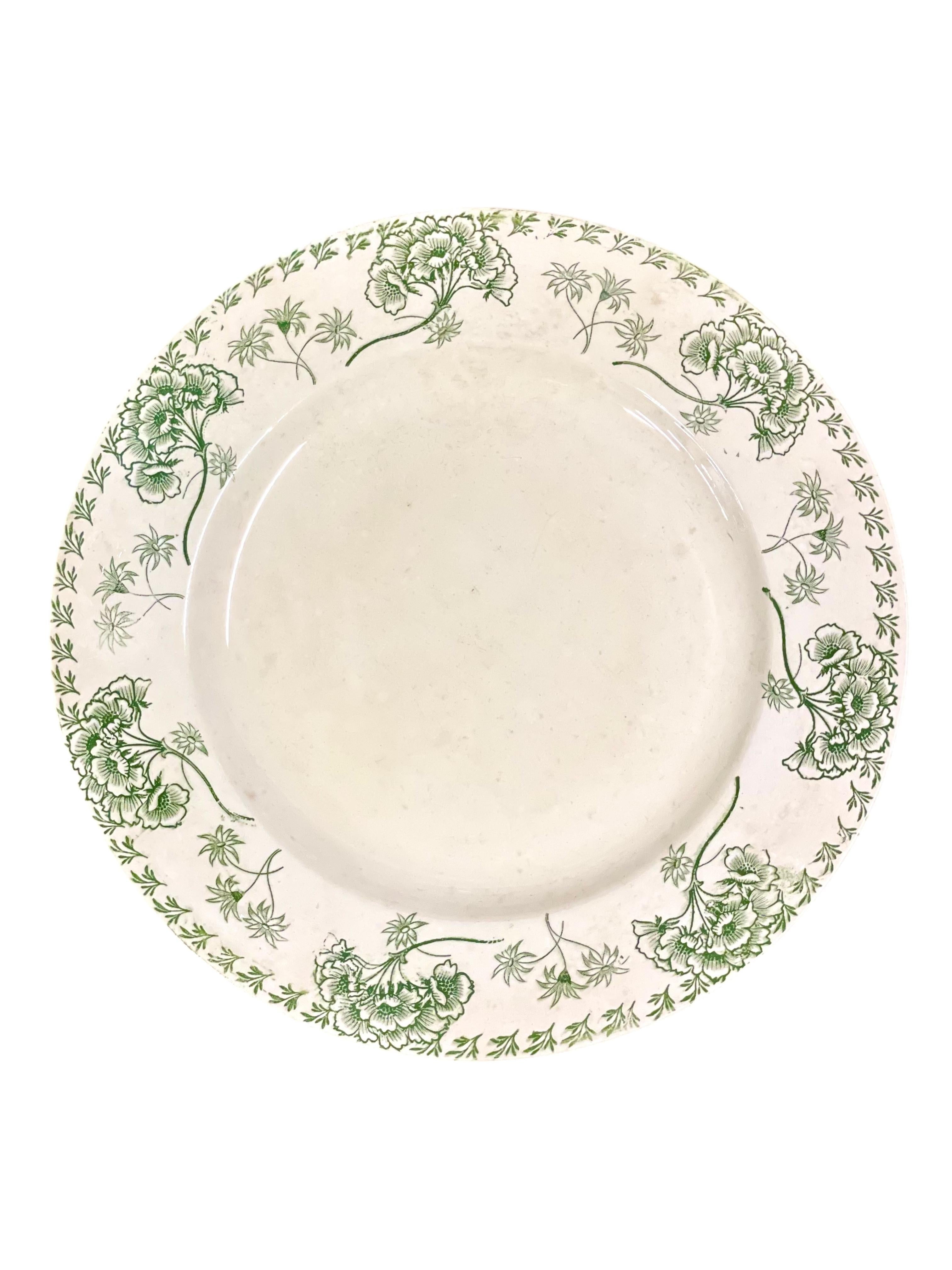 Vajilla Antigua Francesa Palmyre Verde Floral Sarreguemines - 26 piezas en venta 2