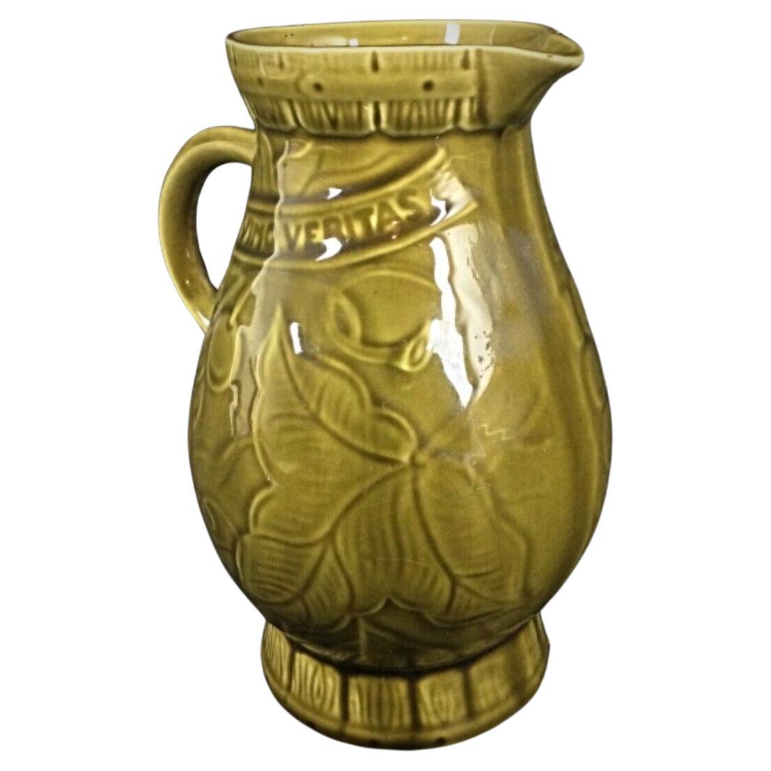 Jarra o Jarrón de Sarreguemines con diseño de uvas y flores de vid - 2Y98