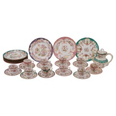Sarreguemines Porcelain Minton Tea/Coffee Set, End 19th C.