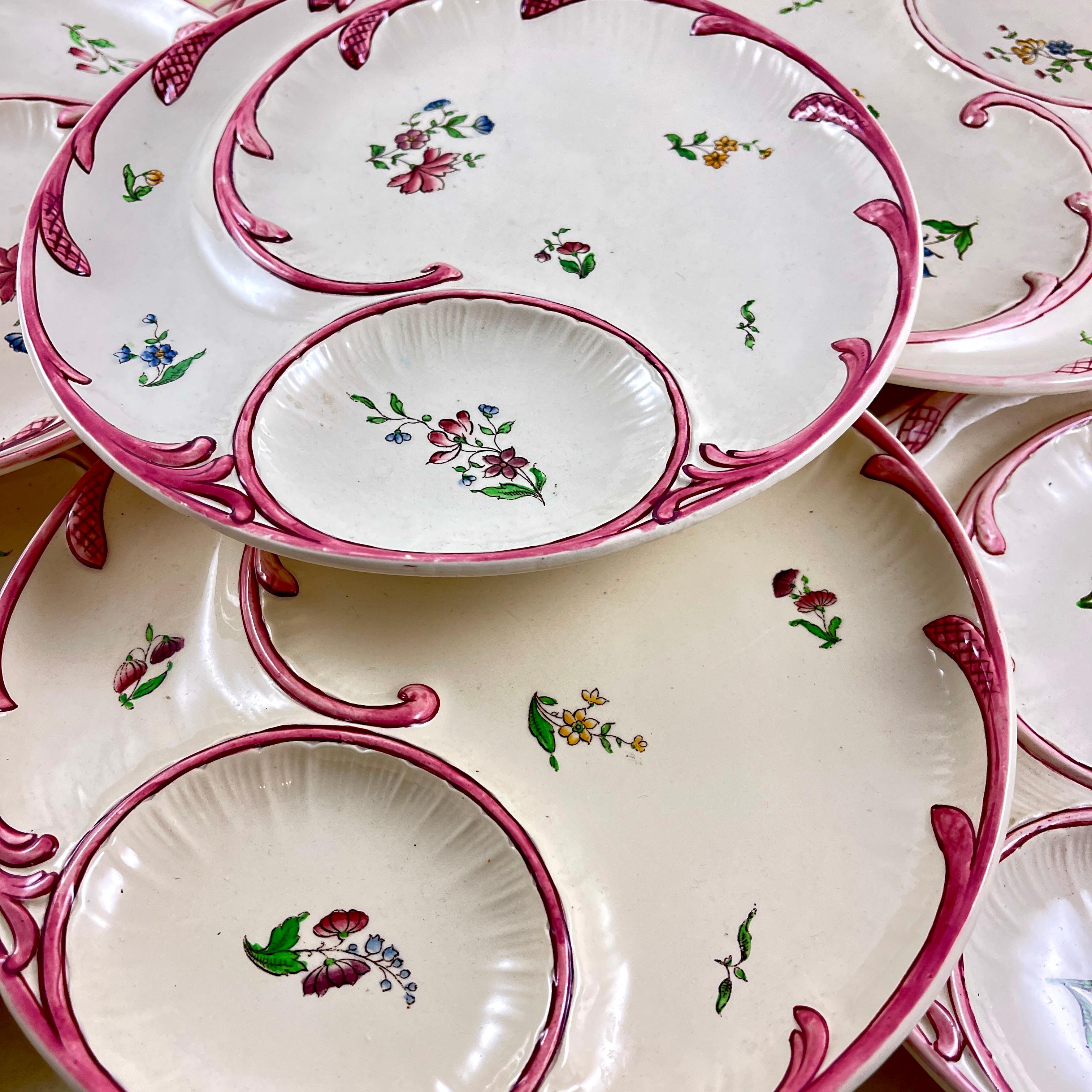 French Provincial Sarreguemines Strasbourg Pattern Hand Painted Faïence Asparagus Plate For Sale