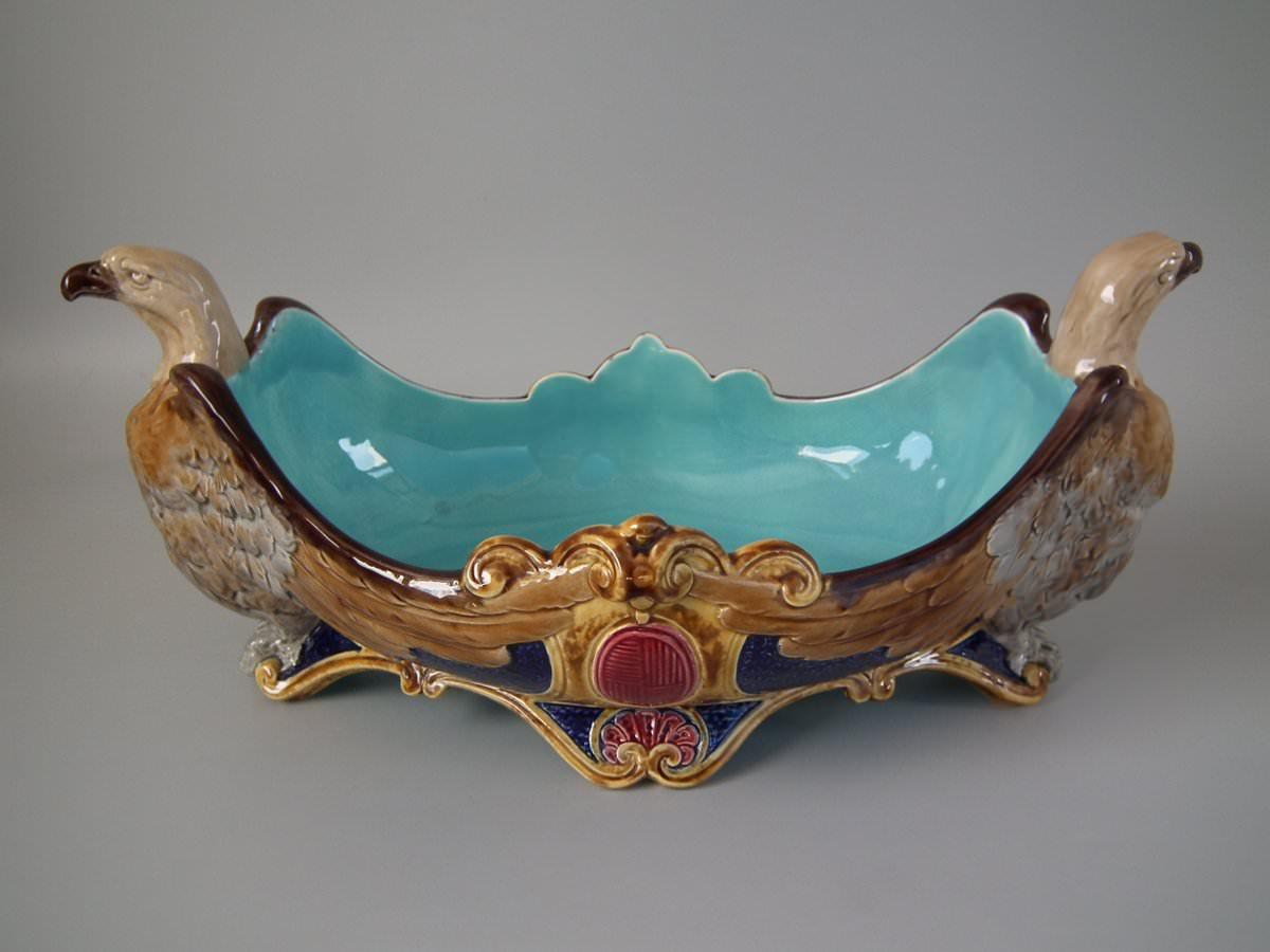 Other Sarregumines Majolica Eagle Bowl For Sale