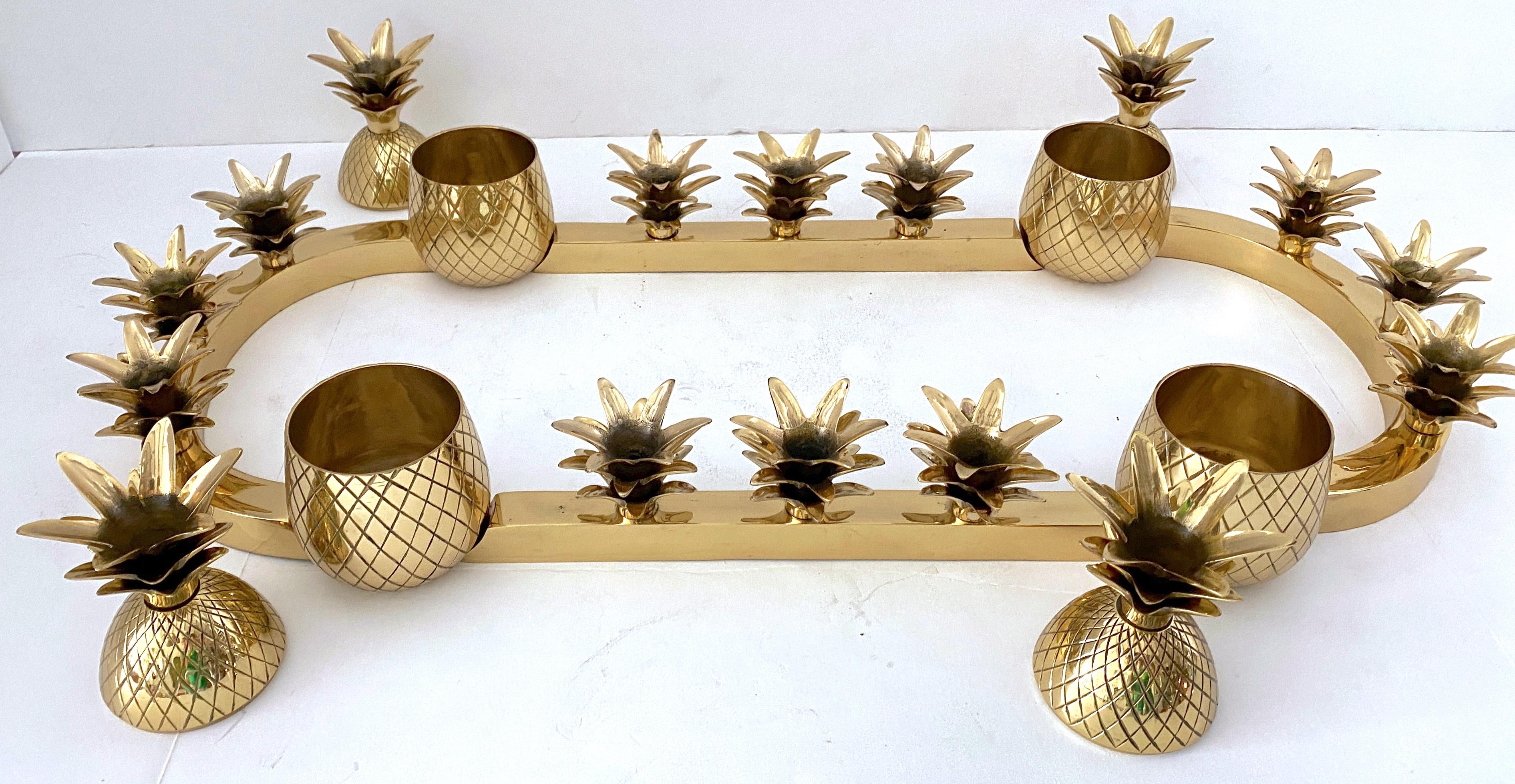 Sarreid Brass 12-Light Pineapple Candelabra Centerpiece -'Surtout de Table' For Sale 7
