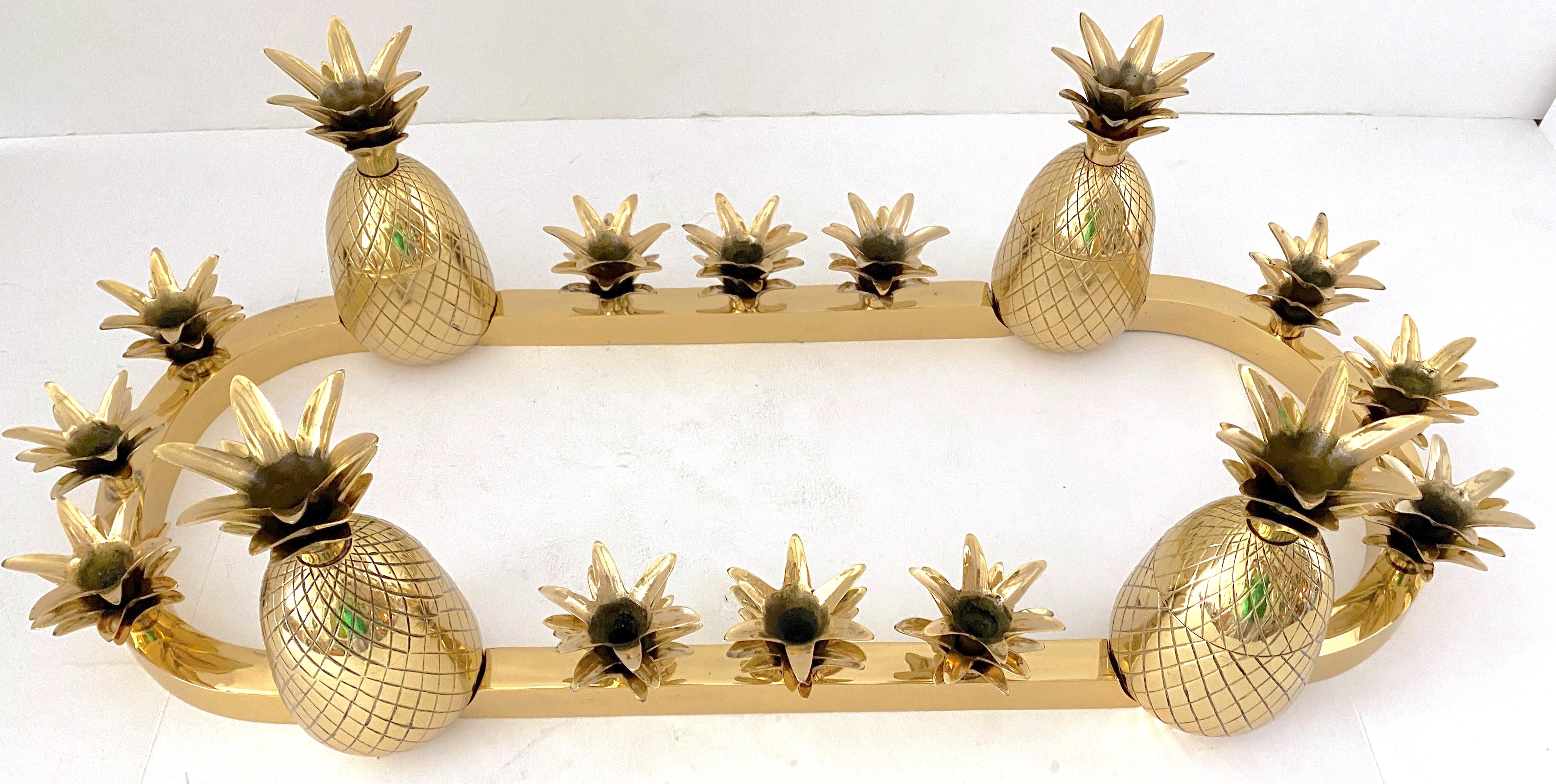 Sarreid Brass 12-Light Pineapple Candelabra Centerpiece -'Surtout de Table' For Sale 10