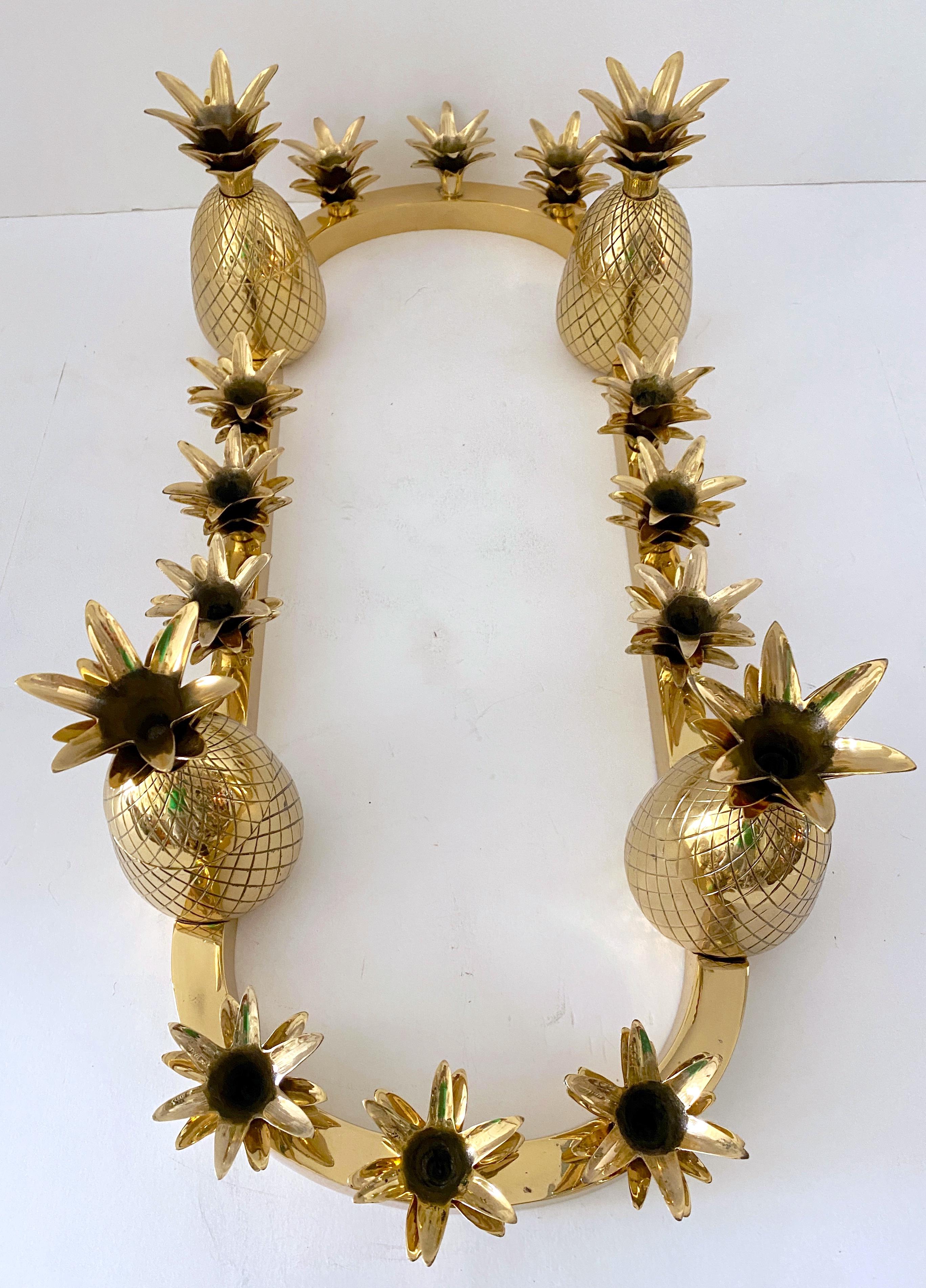 Sarreid Brass 12-Light Pineapple Candelabra Centerpiece -'Surtout de Table' For Sale 12