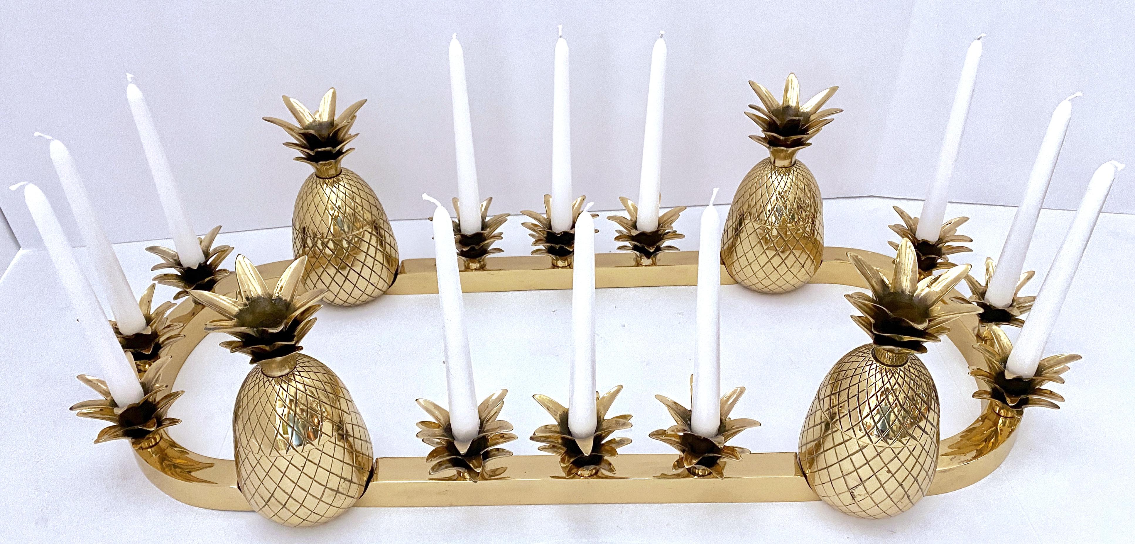 Sarreid Brass 12-Light Pineapple Candelabra Centerpiece -'Surtout de Table' For Sale 1
