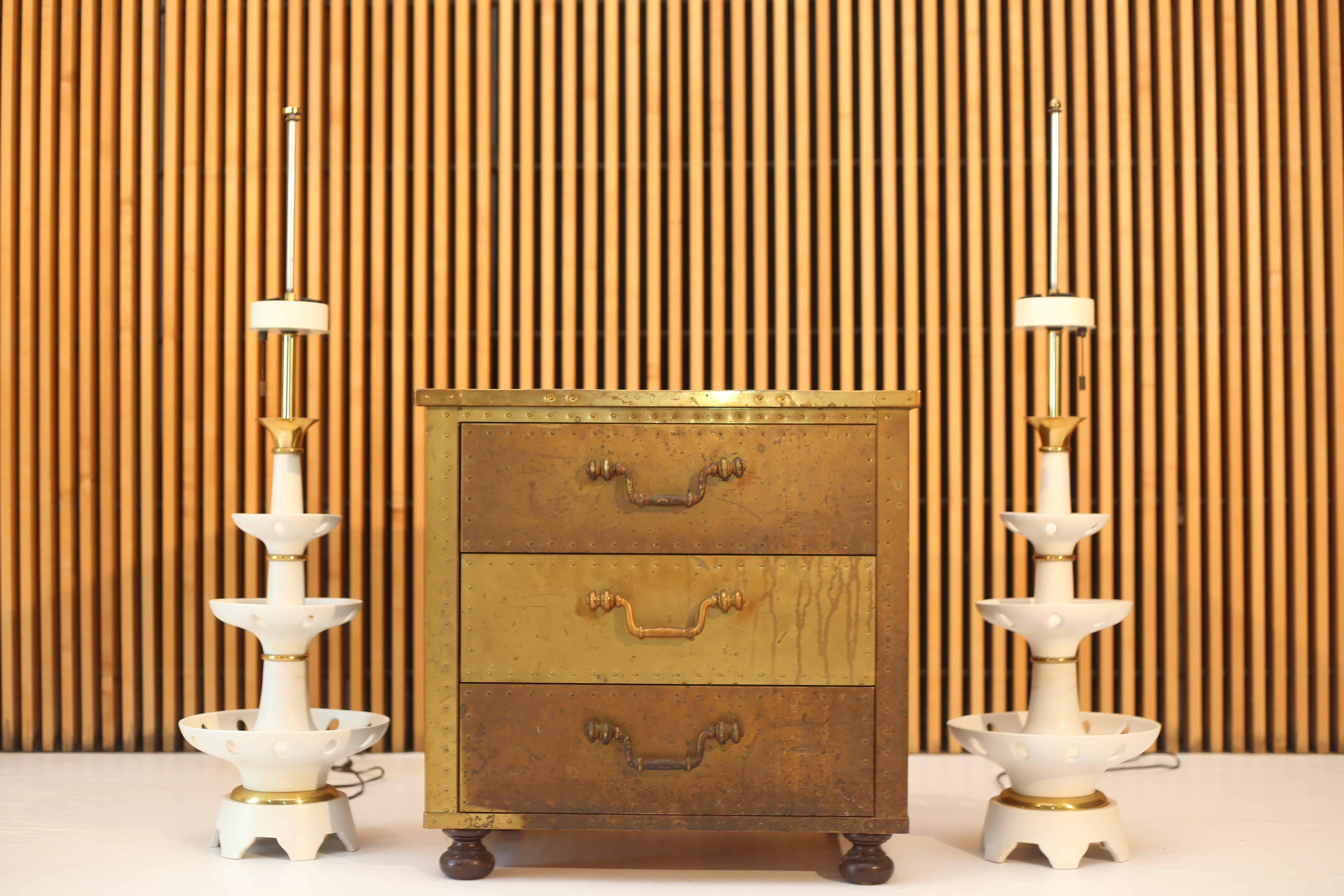 20th Century Sarreid Brass Chest with Drawers