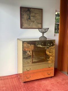 Sarreid Brass-Clad 5 Drawer Dresser, Made in Spain, 1970s