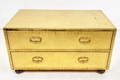 Sarreid Brass Clad Cocktail Table / Two-Drawer Chest, Circa 1970s