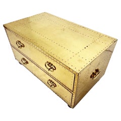 Sarreid Brass Clad Cocktail Table / Two-Drawer Chest, Circa 1970s