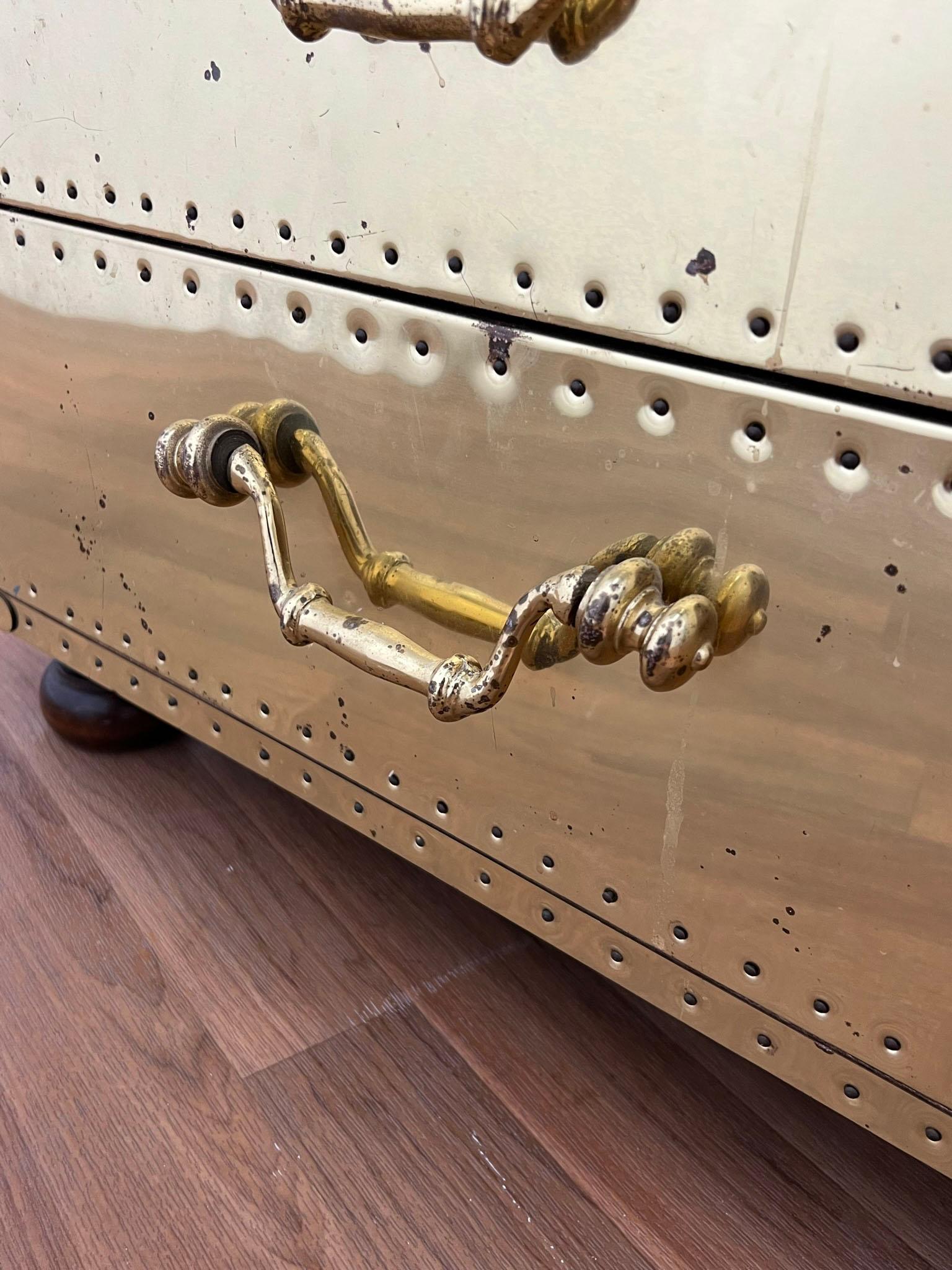 Sarreid Brass Clad Three-Drawer Chest, circa 1970s 6