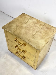 Sarreid Brass Clad Three-Drawer Chest, circa 1970s
