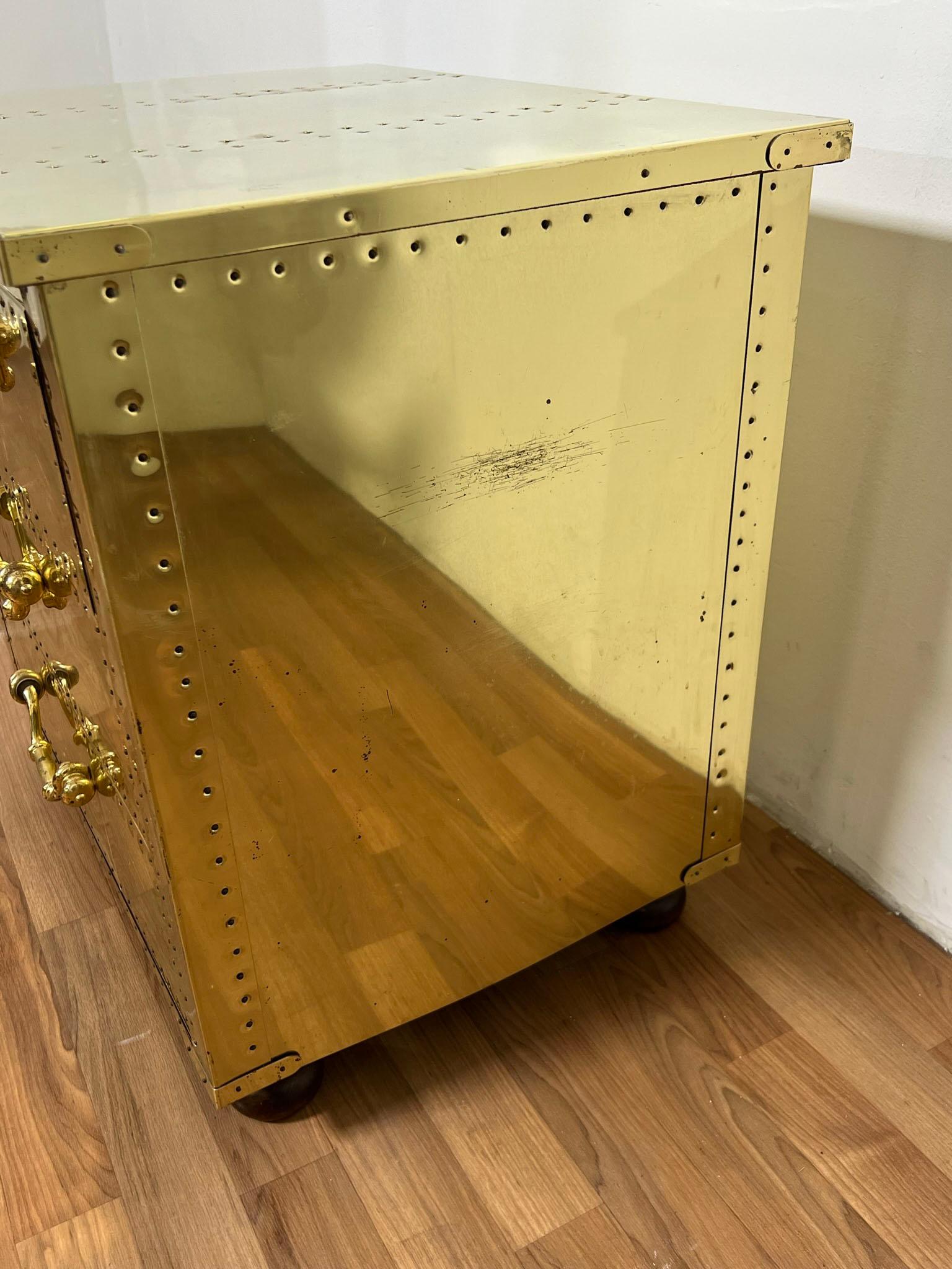 Mid-Century Modern Sarreid Brass Clad Three-Drawer Chest, circa 1970s