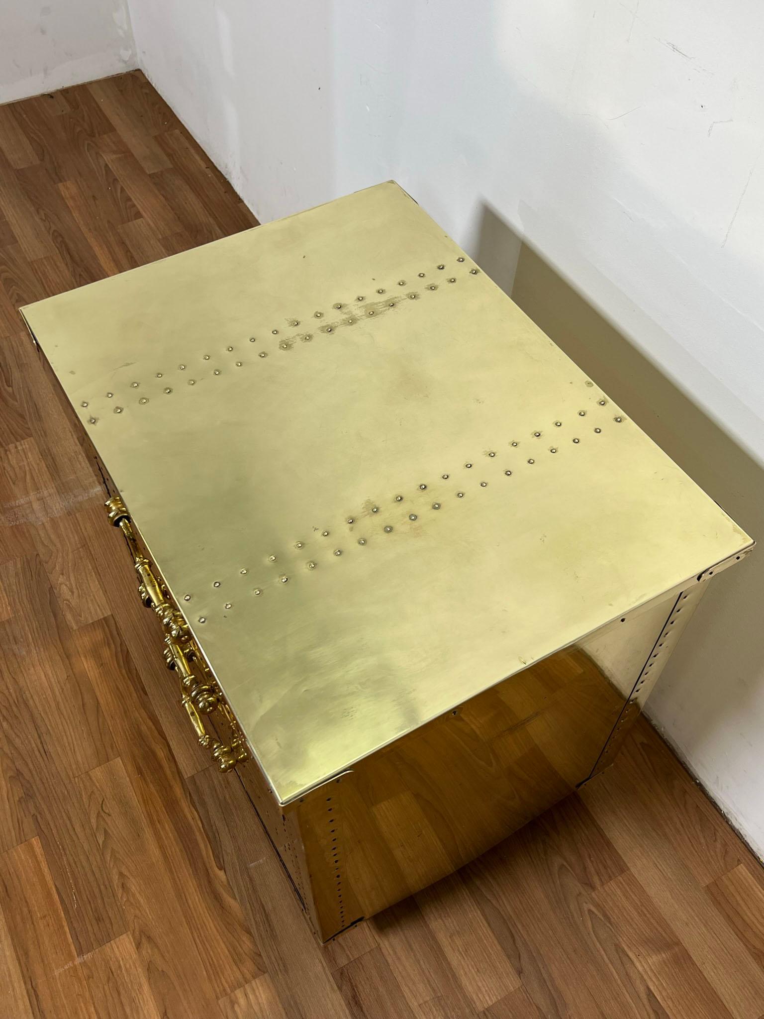 Late 20th Century Sarreid Brass Clad Three-Drawer Chest, circa 1970s